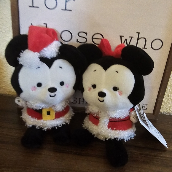 Mickey & Minnie Mouse Hallmark Magnetic Plush Santa Disney 5 In Toy Collectible - Picture 10 of 11
